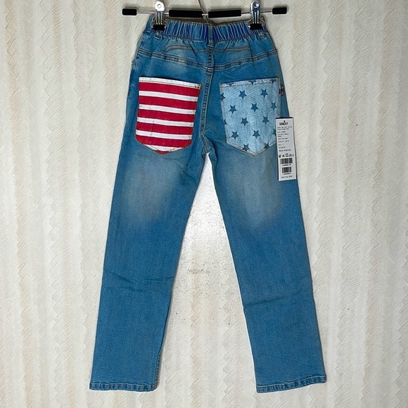 💙 🆕 LEO & LILY boys patriotic Jeans Size 7 - Picture 3 of 4